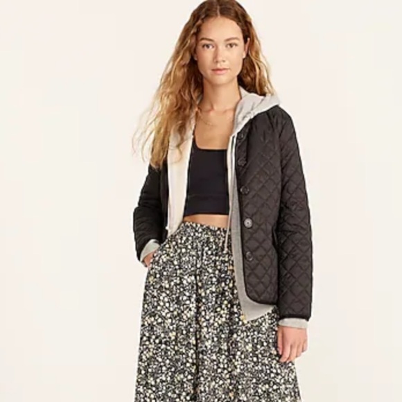 J crew quilted puffer lady jacket black primaloft - Picture 1 of 6